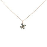 Gold clover stone and zircon necklace