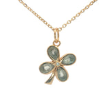 Gold clover stone and zircon necklace