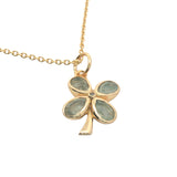 Gold clover stone and zircon necklace