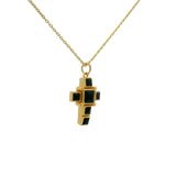 Gold necklace cross square stones