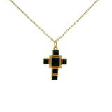 Gold necklace cross square stones