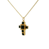 Gold necklace cross square stones