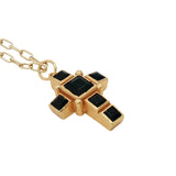 Collier doré croix onyx noire 42 cm