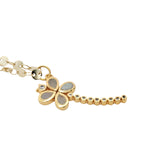 Collier doré libellule avec zircons et trèfle en pierre de lune 60 cm