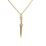 Collier doré poignard zircons 42 cm