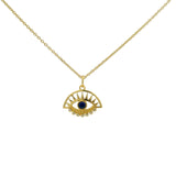 Collier doré oeil soleil lapis et zircons