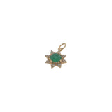 Charms doré soleil zircons et onyx verte