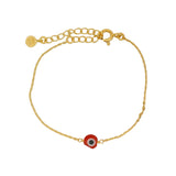 Bracelet doré petit oeil rouge rond
