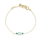 Bracelert doré pierre préhnite et onyx verte