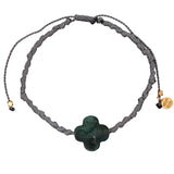 Natural stone cord and clover bracelet