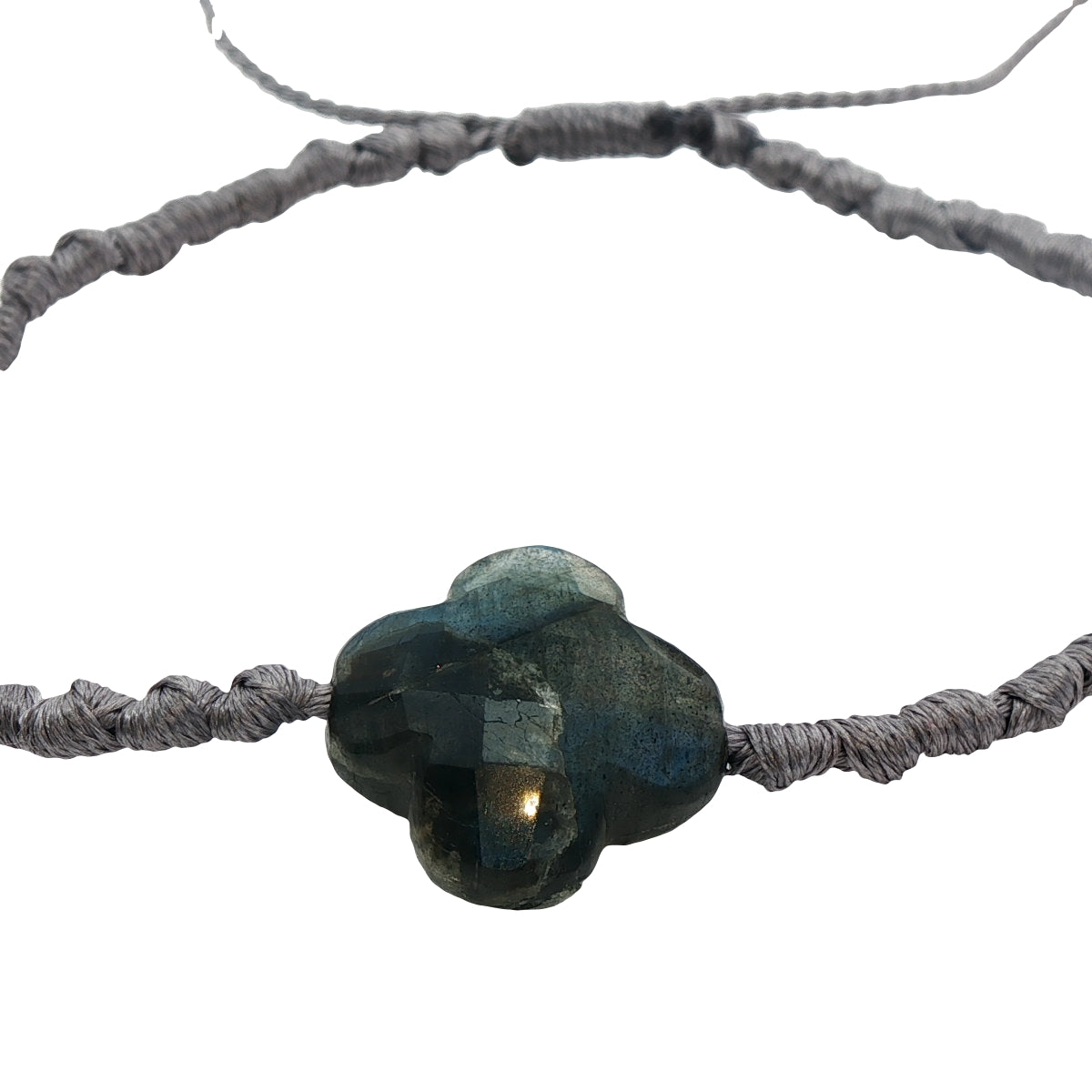 Natural stone cord and clover bracelet