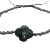 Natural stone cord and clover bracelet