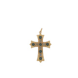 Charms doré croix baroque avec onyx noire et labradorite