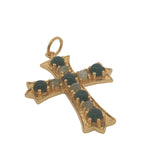 Charms doré croix baroque avec onyx noire et labradorite