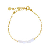 Bracelet doré trilogie de quartz rose en rectangle