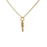 Gold necklace pendant Egyptian ankh zircons