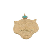Charms doré tête de tigre avec turquoise et tête de bouddha au dos