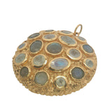 Charms doré grand médaillon avec labradorite et pierre de lune