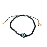 Bracelet doré cordon noir main de Fatma noire en verre soufflé
