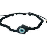 Bracelet doré cordon noir main de Fatma noire en verre soufflé