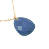 Gold necklace with faceted natural stone not set
