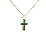 Collier doré croix carrée pierres 42cm