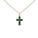 Collier doré croix carrée pierres 42cm