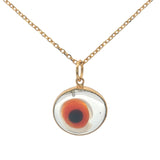 Collier doré oeil coloré verre soufflé transparent
