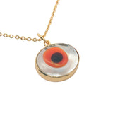 Collier doré oeil coloré verre soufflé transparent