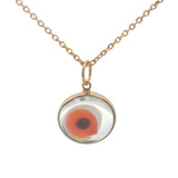 Collier doré oeil coloré verre soufflé transparent