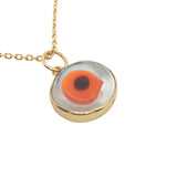 Collier doré oeil coloré verre soufflé transparent