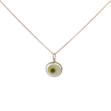 Collier doré oeil coloré verre soufflé transparent