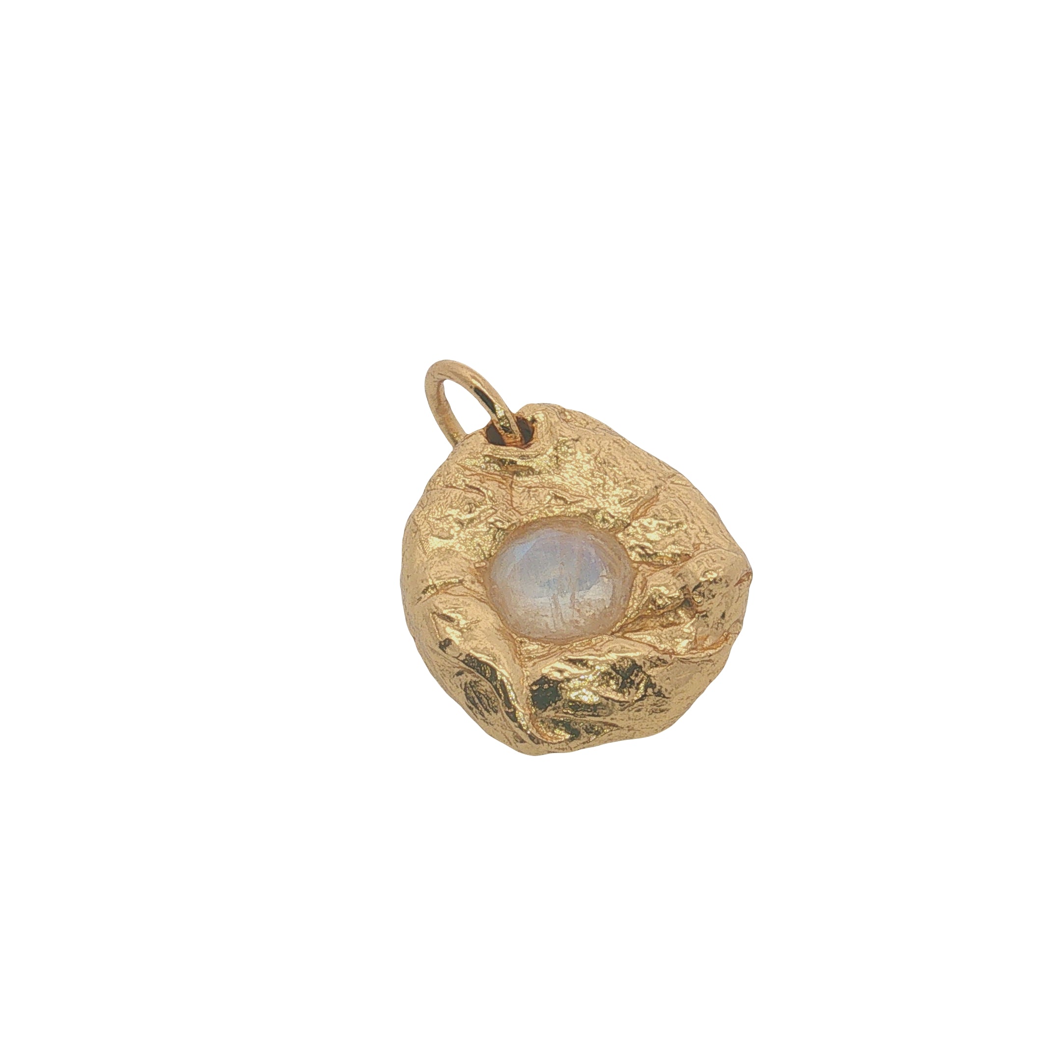 Charms doré médaille martelée avec pierre de lune