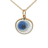 Collier doré oeil coloré verre soufflé transparent