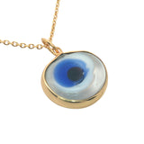 Collier doré oeil coloré verre soufflé transparent