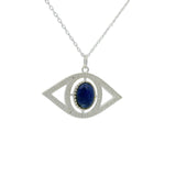925 silver necklace with XXL lapis eye and zircon pendant