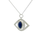 925 silver necklace with XXL lapis eye and zircon pendant