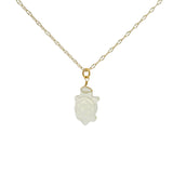 Collier doré tortue en préhnite 42cm