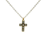 Collier doré et pendentif croix orné de zircons blancs 50 cm
