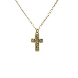 Collier doré et pendentif croix orné de zircons blancs 50 cm