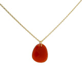 Gold necklace with faceted natural stone not set