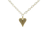 Collier doré à mailles cœur avec pendentif cœur serti de zircons 50cm