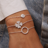 925 silver bracelet with clover and zircons