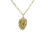 Collier doré et pendentif coeur à piques 50cm