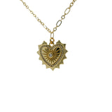 Collier doré et pendentif coeur à piques 50cm