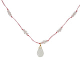 Collier doré fil rose orné de pierre de lune 46cm