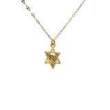 Collier doré étoile de david et coeur avec des zircons 50cm