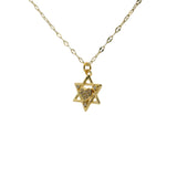 Collier doré étoile de david et coeur avec des zircons 50cm