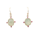 Boucles d'oreilles dorées prehnite et zircons roses