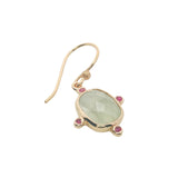 Boucles d'oreilles dorées prehnite et zircons roses